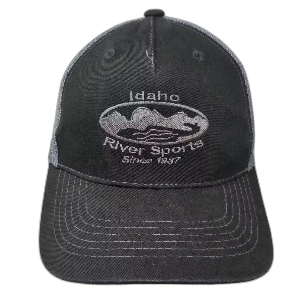 HitWear Idaho River Sports Trucker Hat Black Gray Snapback OS Embroidered Mesh